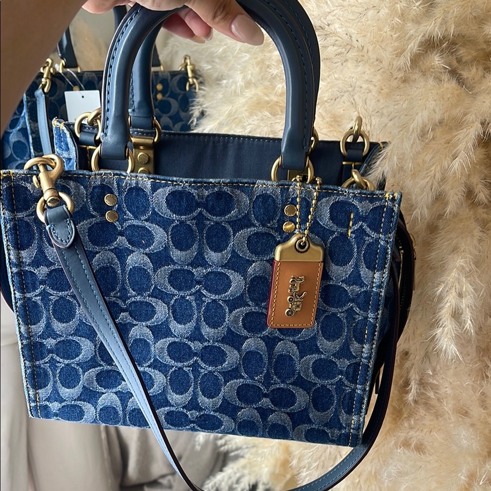 Coach Blue Denim Signature Bag Rogue 25 - Picture 3 of 7